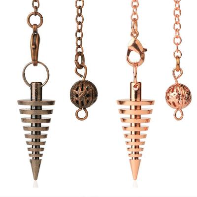 Fashion Jewelry Chain Dowsing Amulet Gold Silver Antique Copper Metal Healing Cone Pendule Reiki Reiki Pendulum Pendant