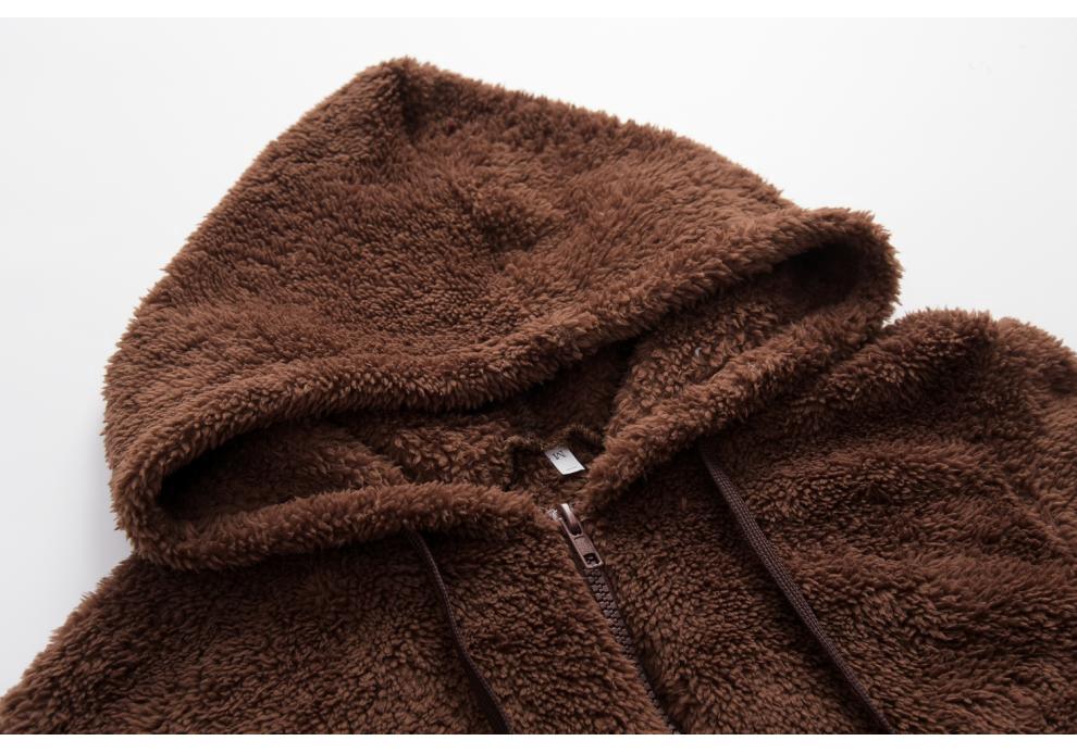 European and American Women's Solid Color Long Sleeve Hooded Fleece Sweatshirt Jacket (2024)