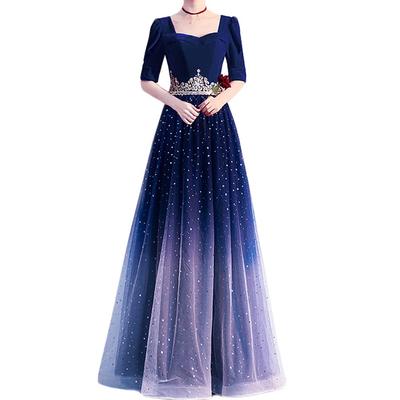 JINZUOMA Evening Long Tulle Formal Short Slim Starry Sky Perfect for and Parties Size Women's Dress, Dress, Dress, Dress, Sleeve, Elegant,