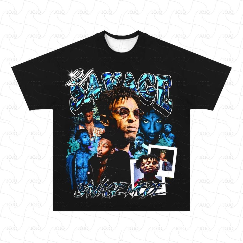 Rapper 21 Svage Retro Graphic T-Shirt Men's Hip Hop Clothing Y2k Unisex Fashion Oversized Ghetto Gangster Top Gift for Fan