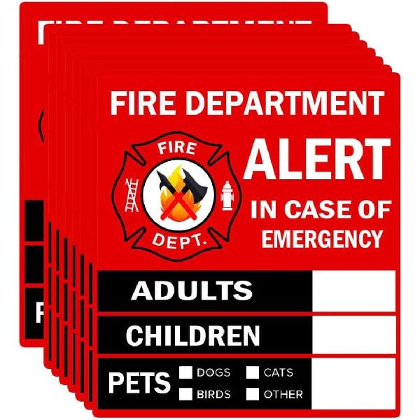 Emergency Alert People and Pet Finder Sticker/Decal - Adults, Children and Pets, 4X4.5 inch Fire Department and Rescue Safety Alert Decal for Window