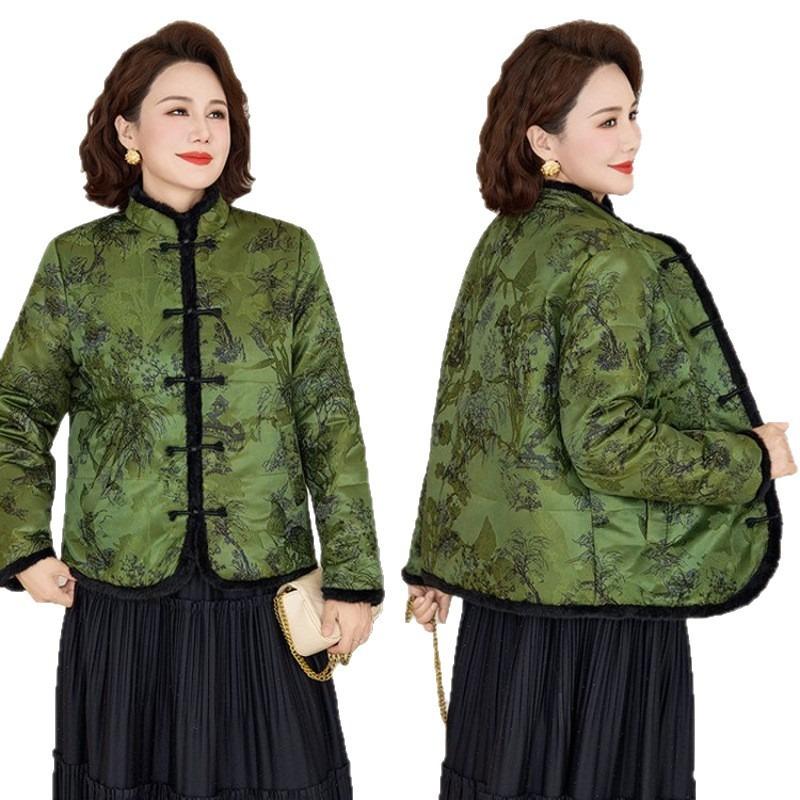 Jacquard handmade buckle cotton-padded clothes, winter new temperament cotton-padded clothes, thin cotton-padded jacket tops