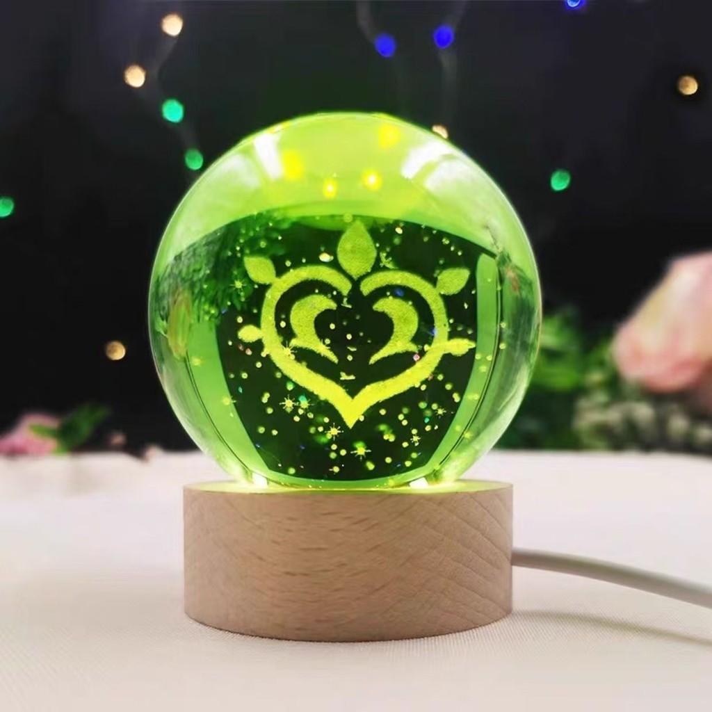 Genshin Elements Crystal Ball Night Light USB Lamp Birthday Gift Game Room Decor