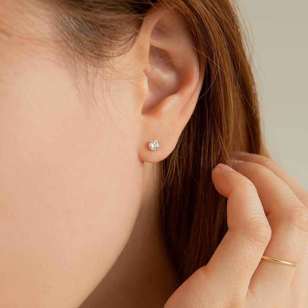 Lunne 14K Simple Cubic Earrings (14K Gold) #Es01
