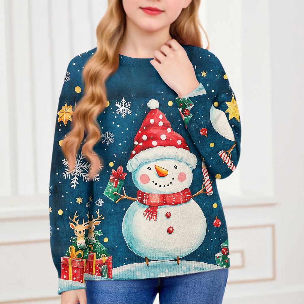 Christmas Day Sweatshirts For Children Boys And Girls Knit Sweater Cute Shirt Fall Crewneck Pullover Tops