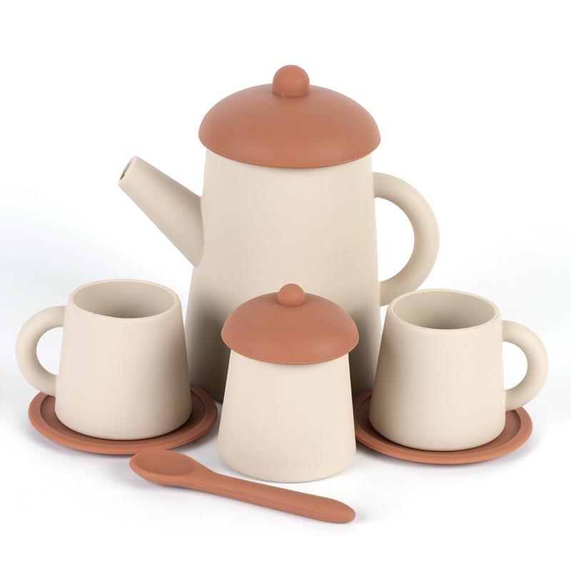 Silikon servise Minikopper Sett Late leke Leker Kjøkken Barn Barn Tekopp Kjøkken Baby Lekesett for tidlig utdanning Bpa Gratis