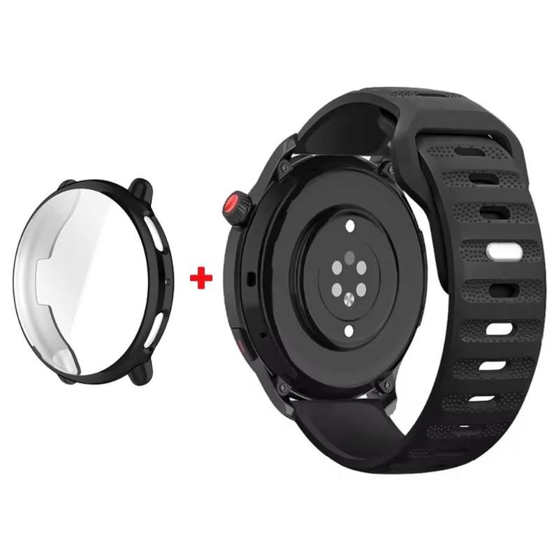 Silikonarmband mit TPU-Hülle für Amazfit Active 2 Sport Atmungsaktiv Ersatz Uhrenarmband