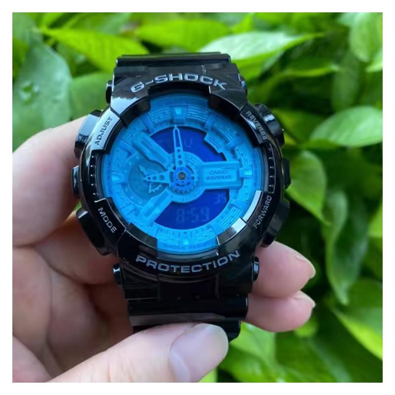 Casio G-SHOCK Series YOUTH Series Fluorescent Blue Color Color Fashion and Dynamic Multifunctional Sports Waterproof Quartz Movement GA-110B-1A2PR