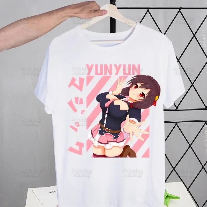 KonoSuba Megumin Kono Subarashii Kazuma Tshirts Men Shirt Harajaku Mens Clothing Summer Streetwear Casual Tee Short Sleeve Tops