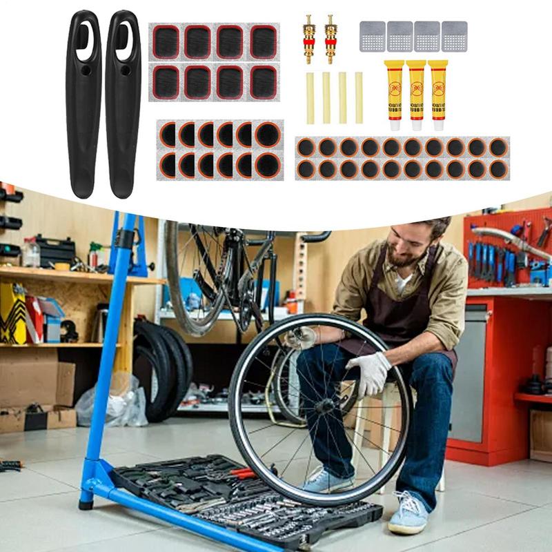Bike Tire Repair Kit Bike Tire Patch Repair Kit Glueless Tyre Tool Set For Mountain Men Women Removal Changing Portable Road