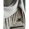 Casual and Stylish High Slit Striped Fringe Long Sleeve Round Neck Knitted Sweater
