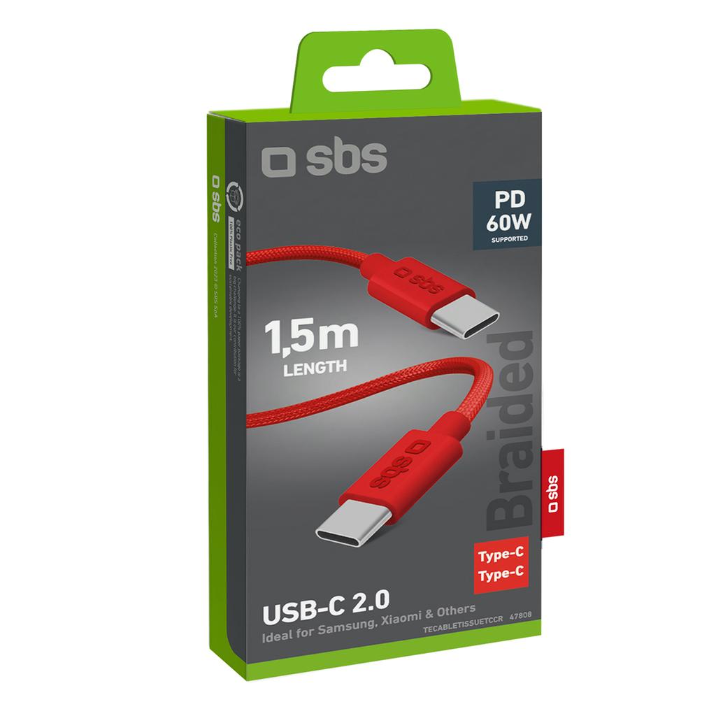 USB-C 60W Braided Cable 1.5m - Red