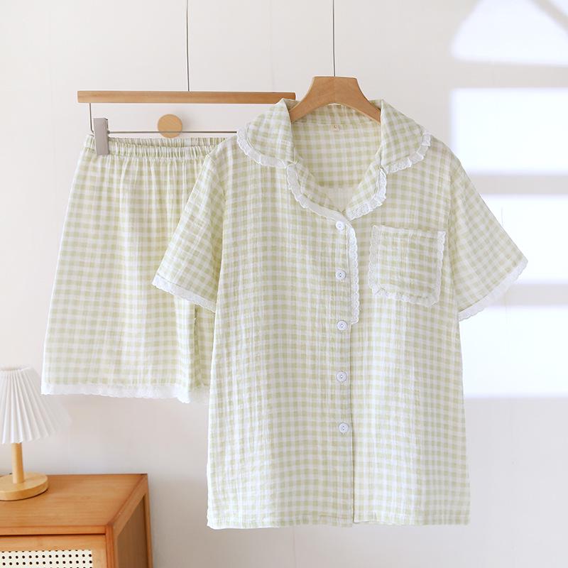 Damski letni zestaw piżamowy z czystej bawełny - Słodki, Przewiewny, Krótki rękaw i Szorty