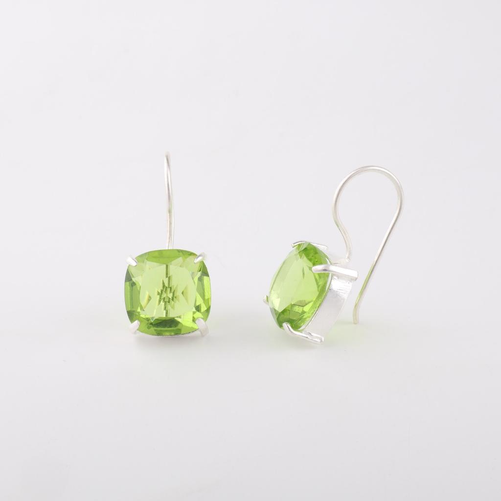 Peridot Gemstone 925 Sterling Silver Jewelry Handmade Drop/Dangle Earrings 1" EE-172-3