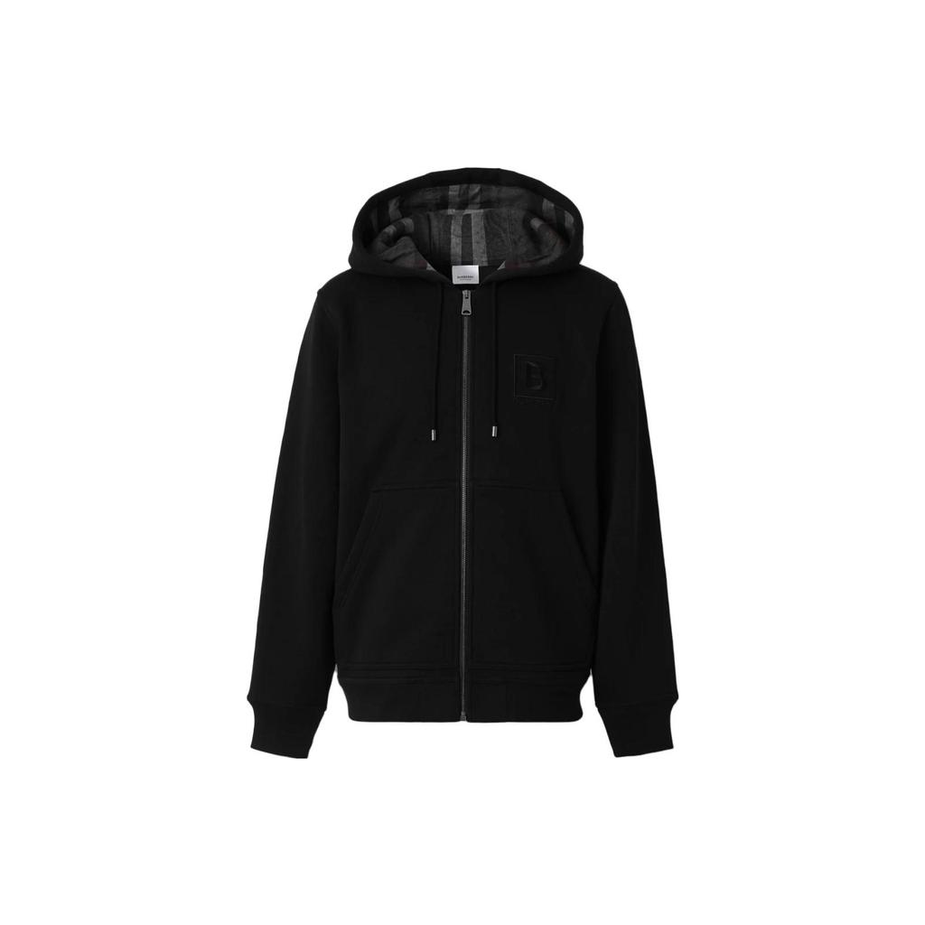 Burberry Letter Graphic Cotton Blend Zip Hoodie Black 80618541