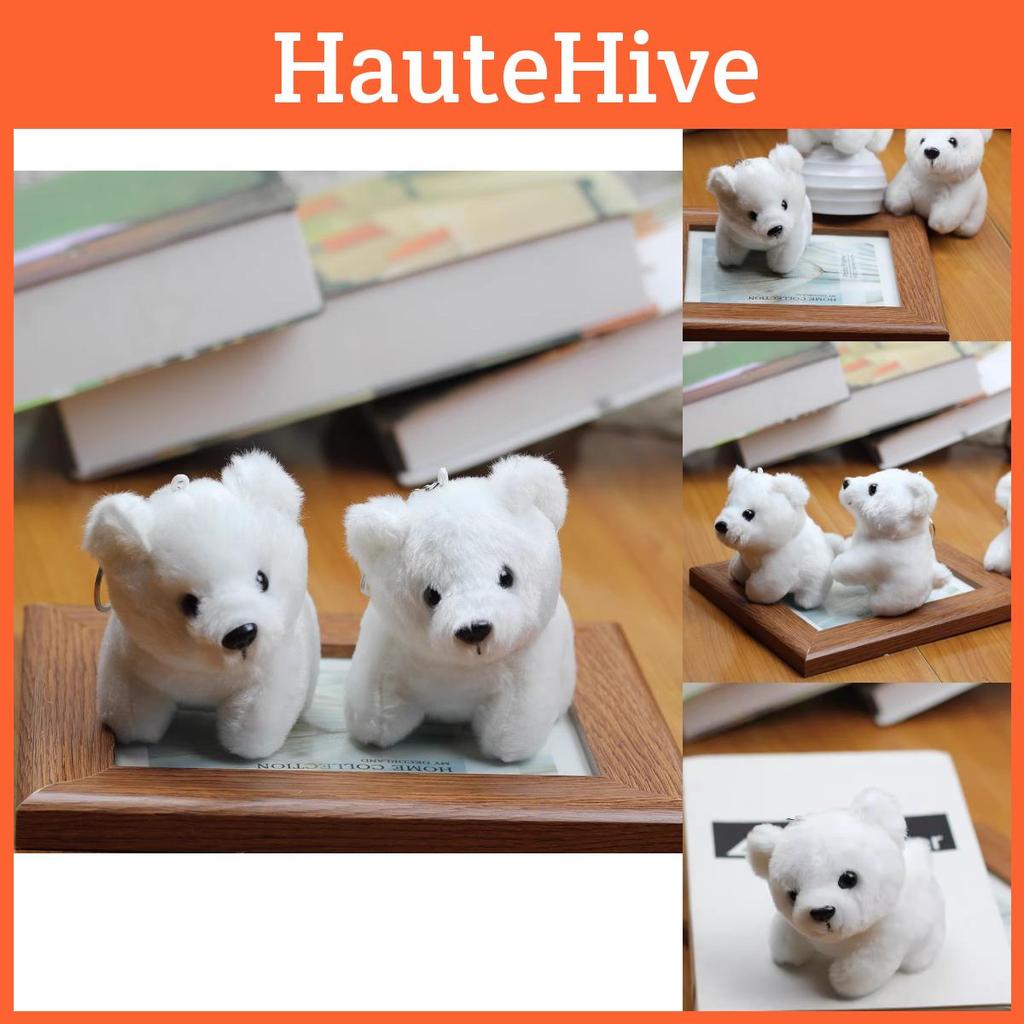 Niedliches Eisbär Plüschtier Schlüsselanhänger Accessoire Flauschiger Weißer Bär Taschenanhänger