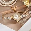 Elegant Alloy Women Watch Heart-shaped Diamond Quartz Wristwatch Adjustable Strap Bracelet Watch Daily