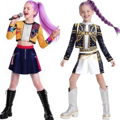 Tryckta roliga sångare band tema fest cosplay kostymer för barn flickor Halloween jul festival låtsas lek klä upp outfit