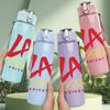1PC Les Fleurs Du Soleil Sun Text Print 750ml Colorful Plastic Sports Water Bottle Leakproof Pop Up Lid with Straw for Outdoor Work Home Use