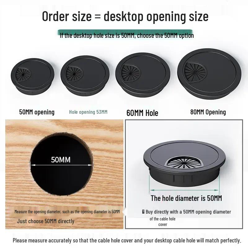 New Arrival: 0.01 Computer Desk Cable Hole Cover - Office Desk Wire Grommet & Decorative Sealing Box