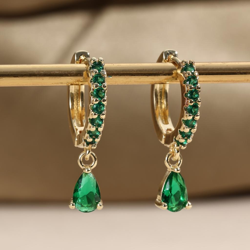 1 Pair Elegant Mini Cubic Synthetic Zirconia Water Drop Dangle Earrings - Sparkling Teardrop Design Party Jewelry, Women Cute Earrings, Daily Wear