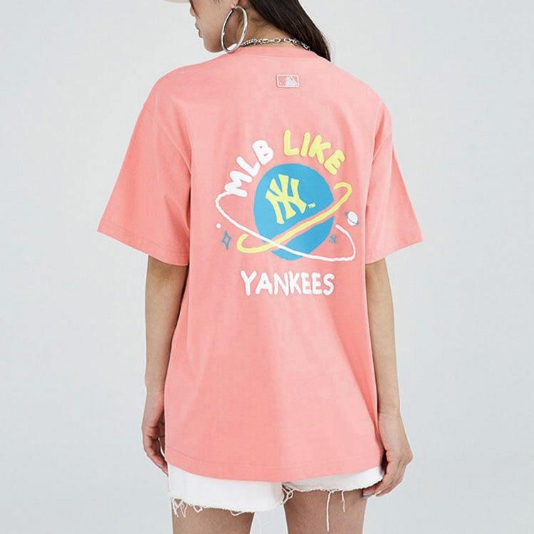 MLB T Shirts Unisex Pink Crew Neck Moderate Straight Fit 3ATSE1223-50COL