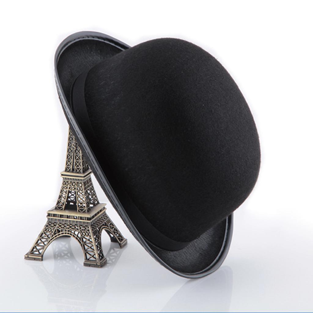 Kids' Black Party Hat Magician Derby Hat Short Brim Fedora Top Hat for Dress Up and Victorian Costume Parties