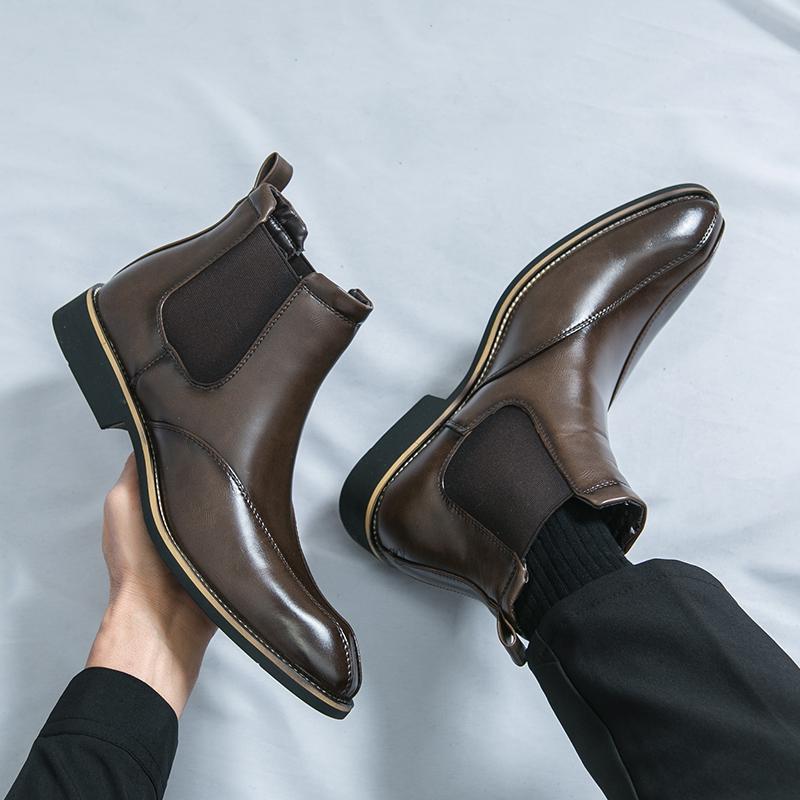 New Winter Fashion High Tops Chelsea Slip On Ankle Boots Black Men's Casual Luxury Brand Designer High-top Shoes Zapatos Hombre