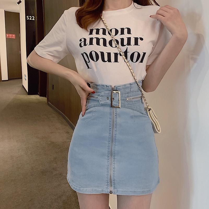 IELGY Frauen rock Blau Reißverschluss Kurzen rock A-linie Schlank Schwarz Denim Hohe taille Modische