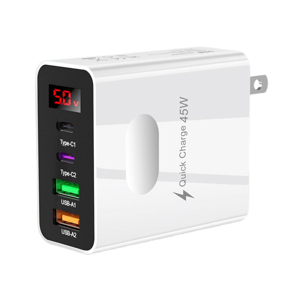 45W USB Charger Fast Charging USB Type C 4 Ports Quick Charger 3.0 Wall Charger For iPhone Samsung Mobile Phone Charger Adapter