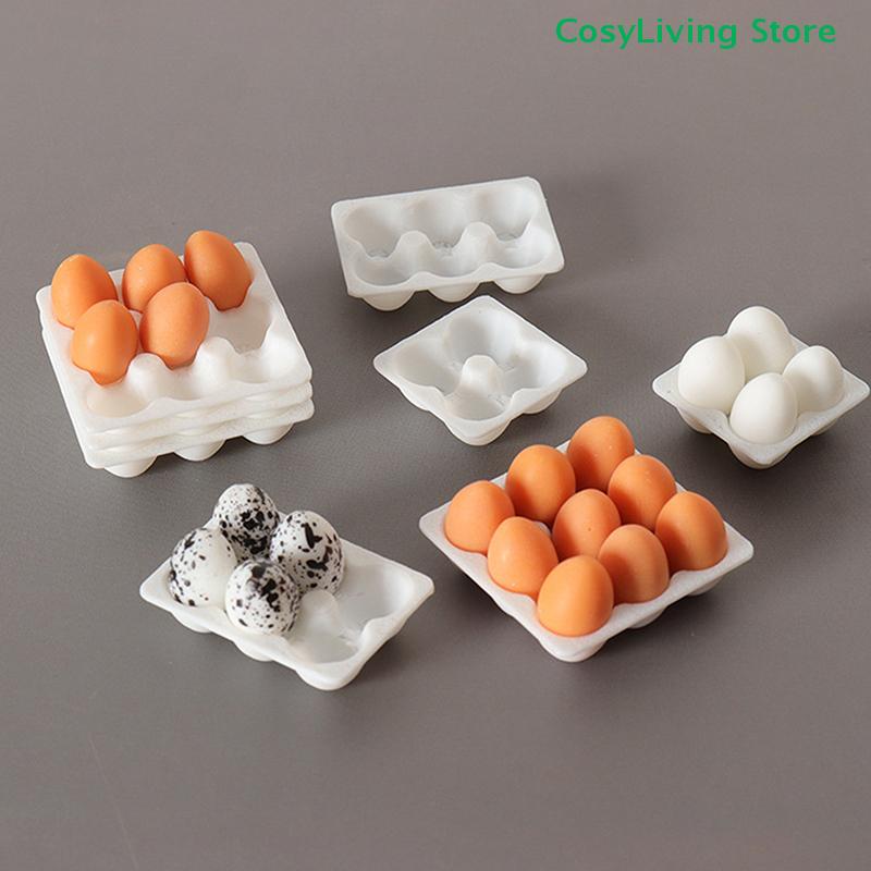1/12 Miniatur-Eierkarton Eierbox Modell Küche Eier Lebensmittel Dekoration Lebensszene Dekor Zubehör