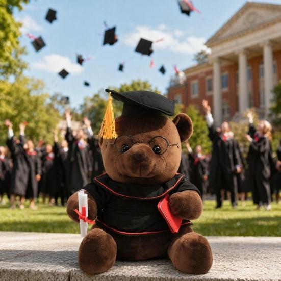 Urso de Pelúcia de Formatura, Animal de Pelúcia Macio, Ursinho Personalizado da Turma de 2026 com Robe Bordado, Lindo Presente de Formatura para Ela ou Ele