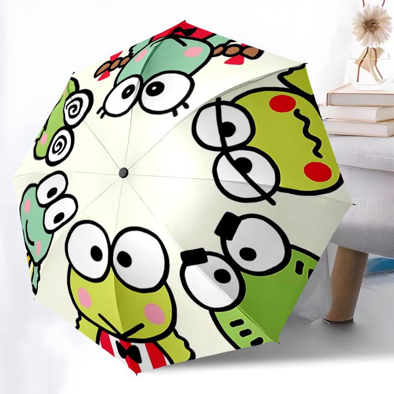 1pc Keroppi Frog Umbrella - Automatic Opening & Closing with Foldable Design, Iron Frame for Outdoor Use, Perfect Gift for Fans, Travelers, Everyday U