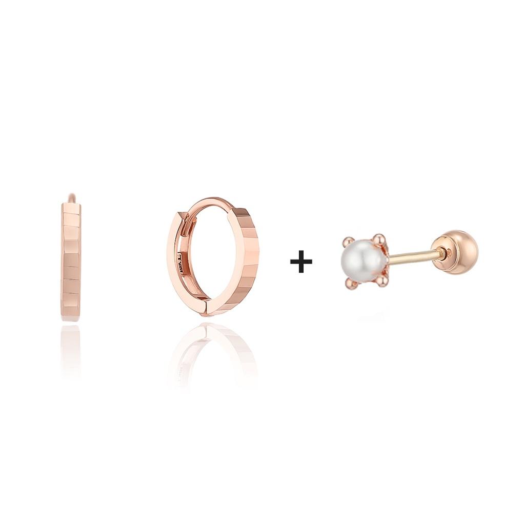 

LLOYD Basic Flat One-Tie Earrings Pearl 10k Piercing Set LOTL4075T White gold (WG)