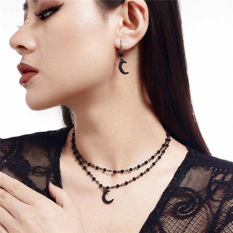European and American accessories Halloween party dark style multi-layered rose necklace personalized crystal beaded clavicle chain
