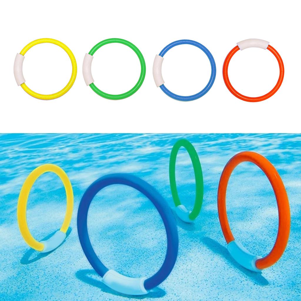 4pcs Underwater Pool Diving Toy Set For Kids Adult Colorful Dive Rings Toy For Swimming Training Fun Water Activity