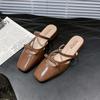 Women's Baotou Sandals Spring New Style Square Head Shallow Mouth Butterfly Knot Soft Sole Anti-slip Wear-resistant Slippers