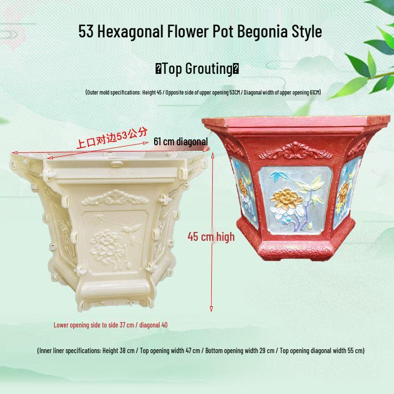 High-Leg Cement Flower Pot Mold - Six-Sided, Thick Plastic for Balcony Bonsai