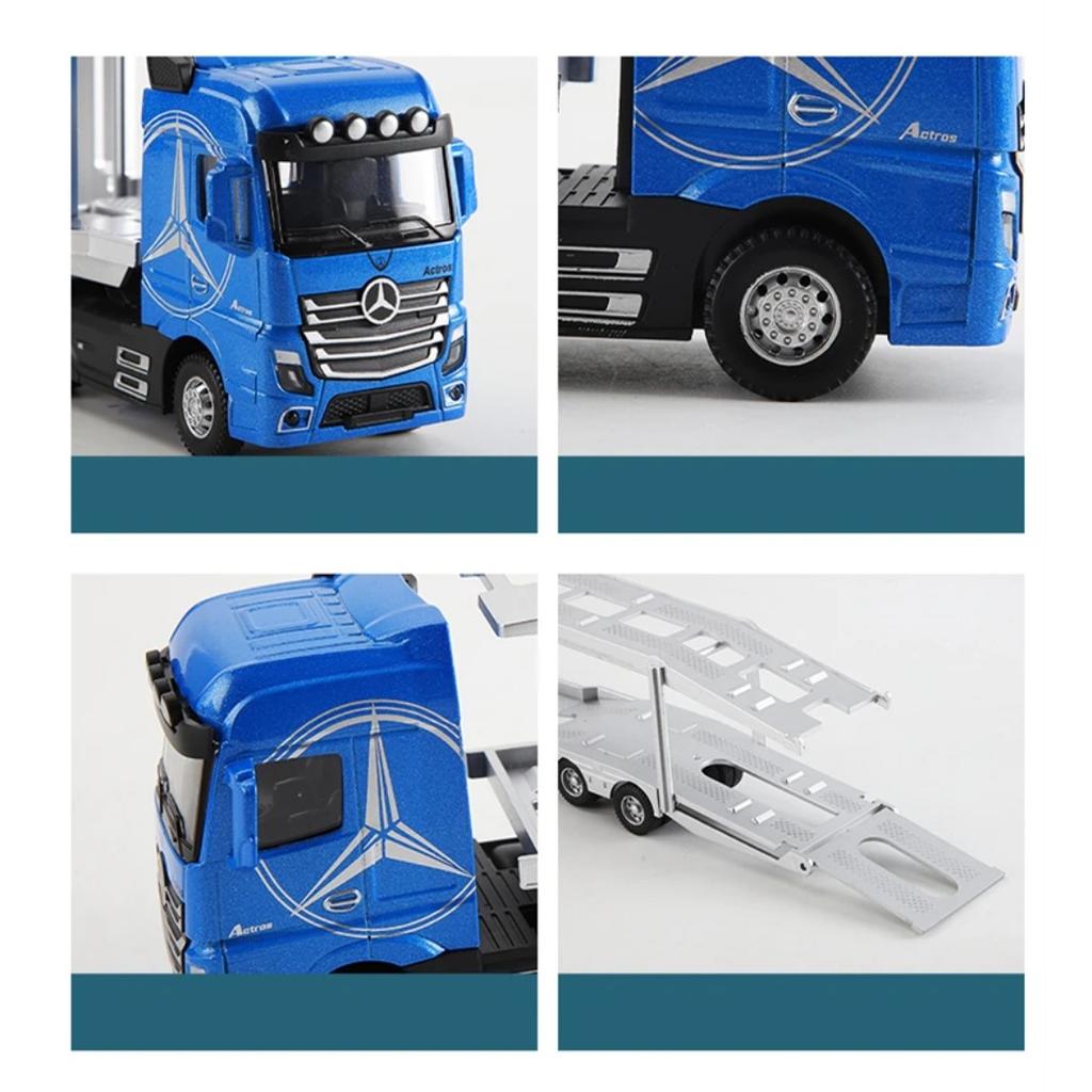 1/50 Alloy Diecast Metal Model Toy Container Truck Pull Back with Sound Light High Simitation Collectibles Kids Cars Toys Gifts