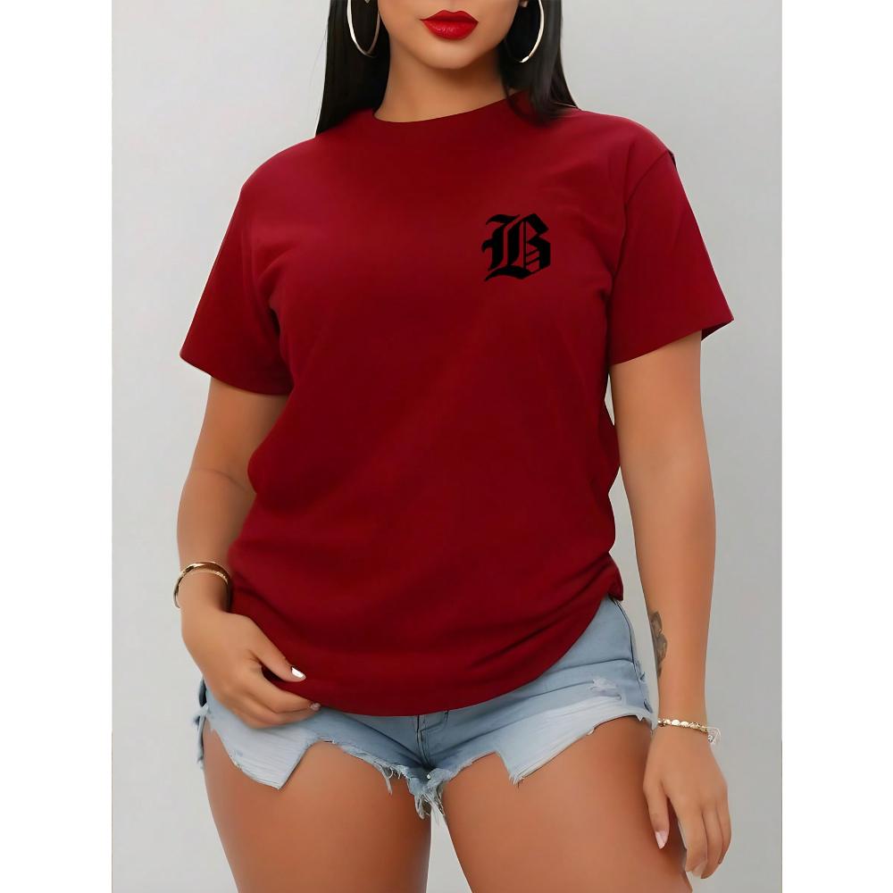Women's Casual Short Sleeve T-Shirt, Comfortable, Round Neckline, Short Sleeve, Fashion Streetwear Digital Top For Women