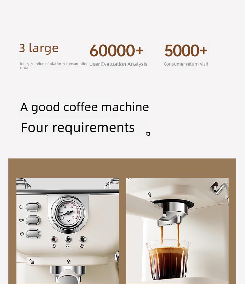 High-Pressure Italian Semi-Automatic Espresso & Milk Foam Coffee Maker for Home or Office