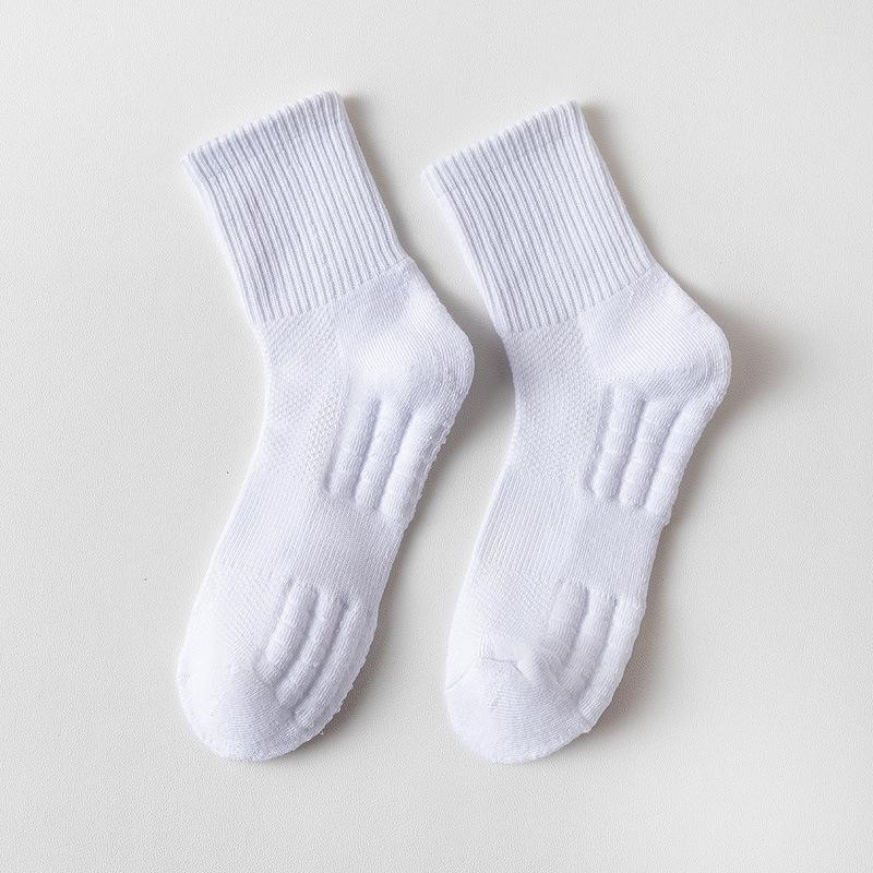 Men's White Summer Basketball Socks - Sweat-Absorbent, Deodorant, Mid-Tube, Ideal for Running & Sports