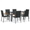 VidaXL Ensemble à manger de jardin 7 pcs noir textilène et acier 3187044