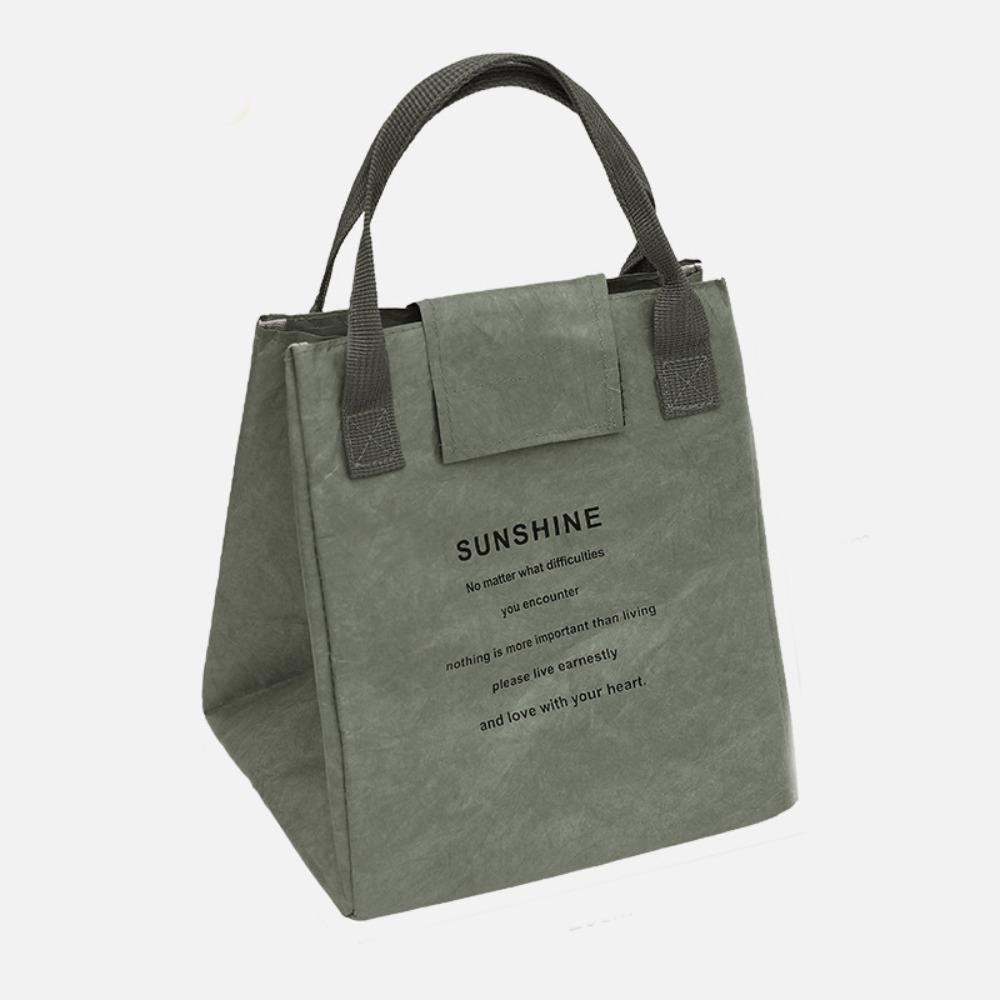 Portable DuPont Paper Lunch Box Bag Large Capacity Food Thermal Handbag Insulated Tote Bag  Outdoor зелёный