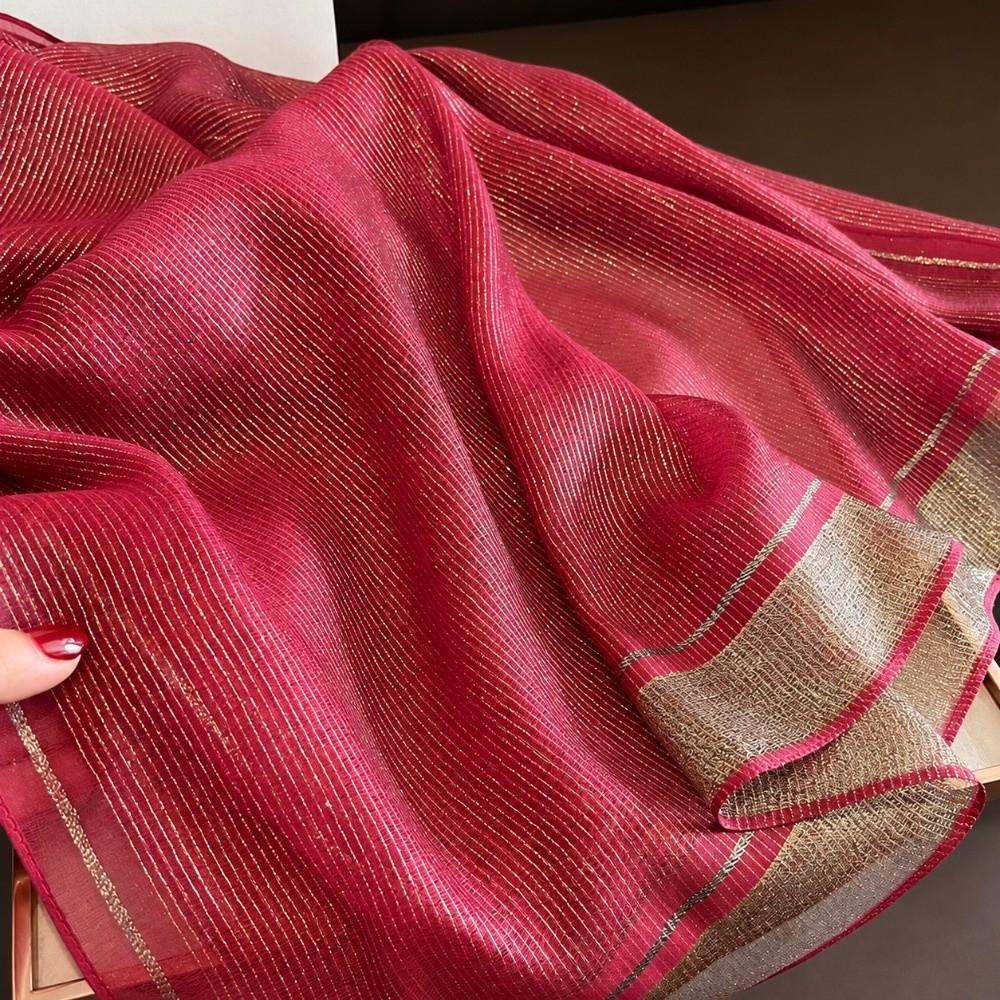 Breathable Wrap Shawl Elegant Border Shawl Fashion Soft Silky Scarf  Autumn Winter