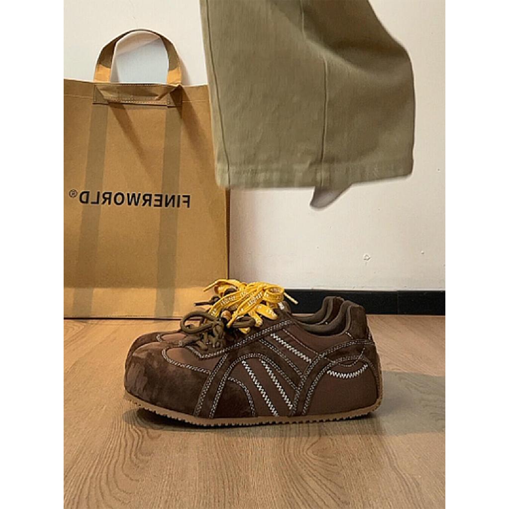 [Uncle Shoes] German Training Shoes Ugly Cute Round Head Women's Board Shoes Breathable New Inner Height Increase 2025 Leisure Sports Retro