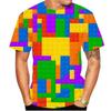 Summer Round Neck 3D Building Blocks Pattern Print T-shirts Fashionable Casual Short Sleeved Men's T-shirts