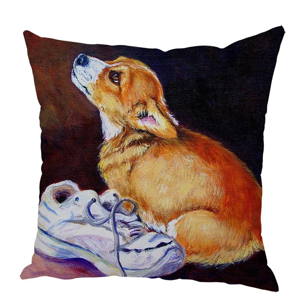 

Чехол на подушку вельш корги пемброк, цвет дивана, подушка для собак, персиковая кожа 40x40cm