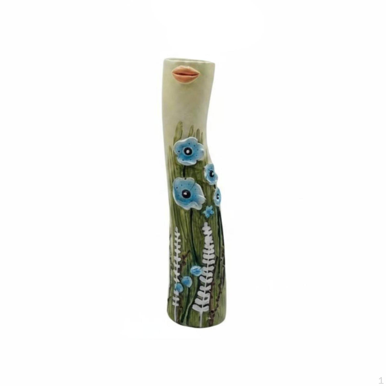 Ceramic Bud Vase Artistic Floral Design Narrow Neck Gift Idea Home Decor for Tabletop, Desk, Bud Vase-b