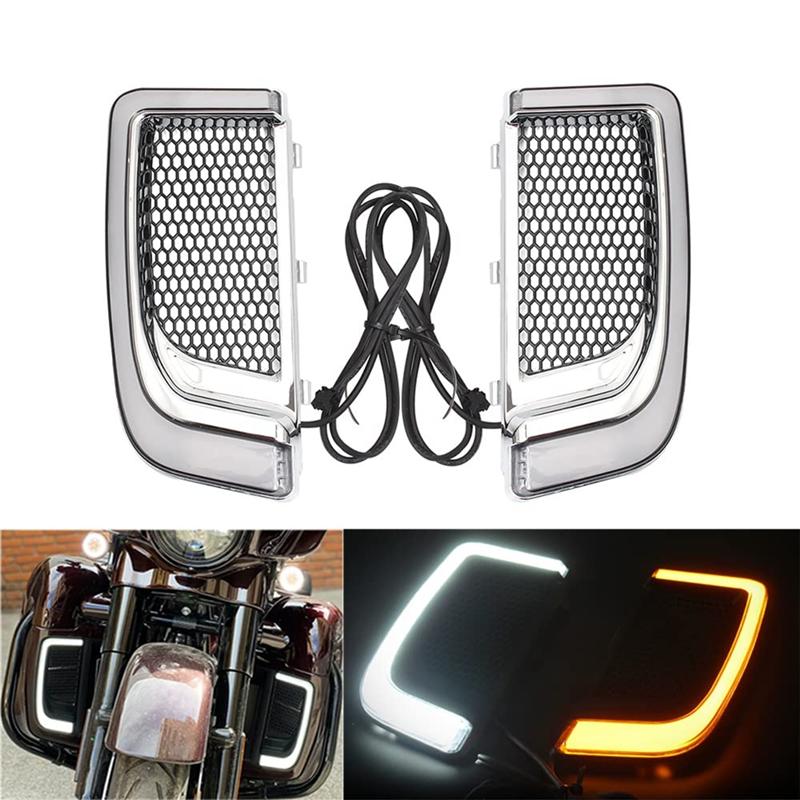 ABLZ-LED Fairing Grille Turn Signals Light For Touring Street Electra Glide Tri Glide FLHTK FLHTCU FLHTKSE Motorcycles